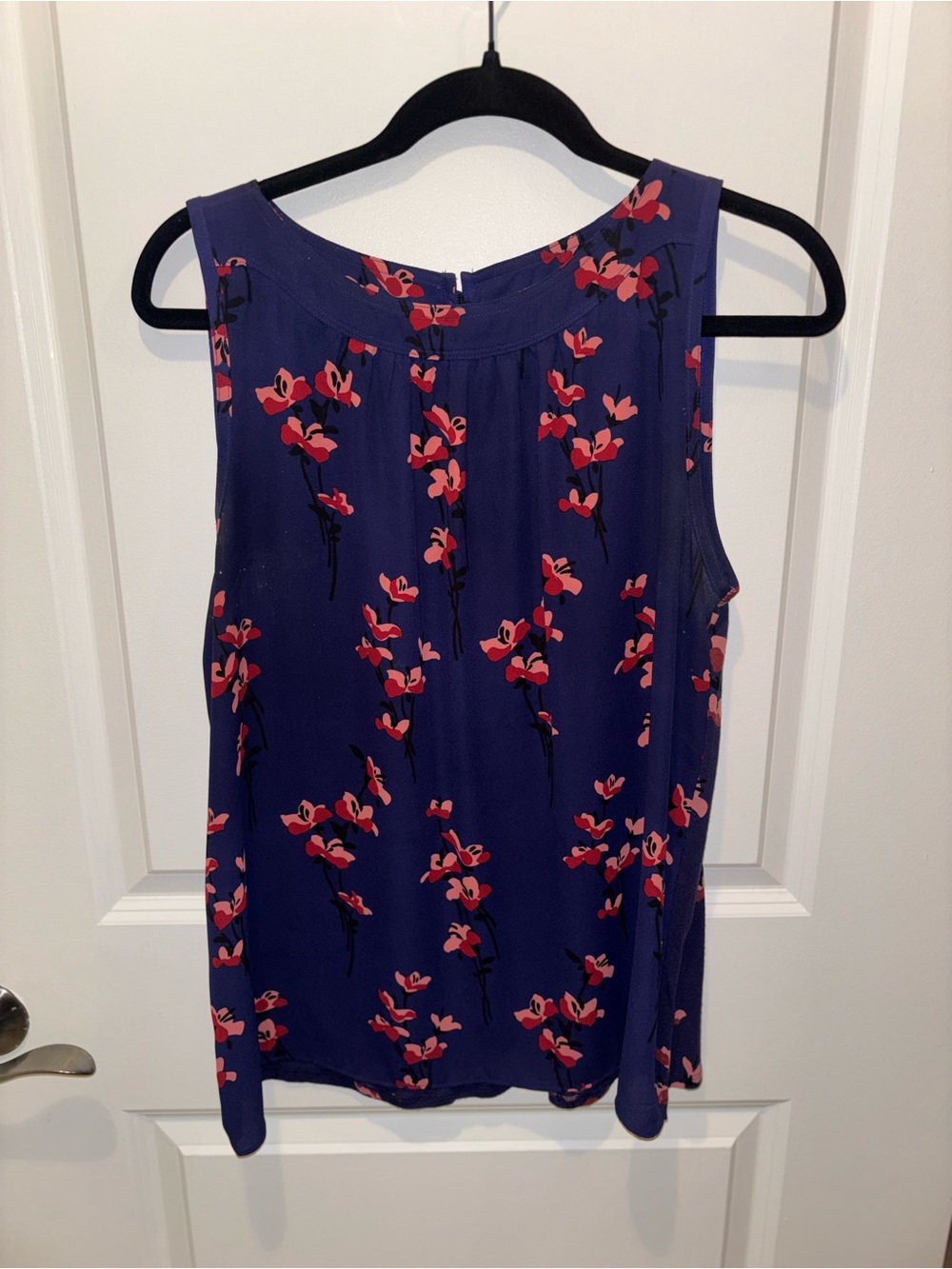 Floral Sleeveless Blouse - Purple with Pink Floral - LOFT